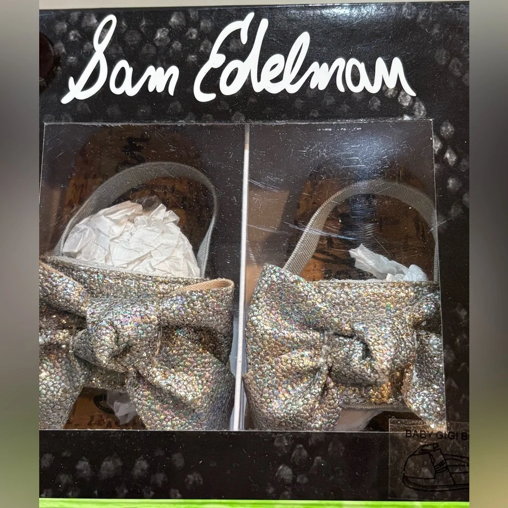 Sam‎ Edelman Baby Gigi Glitter Bow Dress Sandals/Shoes - Sz 3 USA